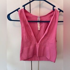 Urban Outfitters Out From Under Pink Ribbed V-Neck Women's Top